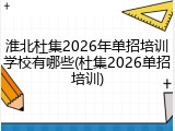 淮北杜集2026年单招培训学校有哪些(杜集2026单招培训)