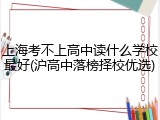 上海考不上高中读什么学校最好(沪高中落榜择校优选)