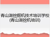 青山湖挖掘机技术培训学校(青山湖挖机培训)