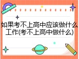 如果考不上高中应该做什么工作(考不上高中做什么)