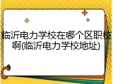 临沂电力学校在哪个区职校啊(临沂电力学校地址)