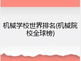 机械学校世界排名(机械院校全球榜)