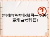 贵州自考专业科目一览表(贵州自考科目)