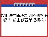 鞍山铁西单招培训的机构有哪些(鞍山铁西单招机构)
