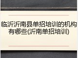 临沂沂南县单招培训的机构有哪些(沂南单招培训)