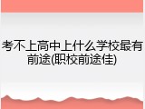 考不上高中上什么学校最有前途(职校前途佳)