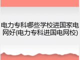 电力专科哪些学校进国家电网好(电力专科进国电网校)