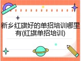 新乡红旗好的单招培训哪里有(红旗单招培训)