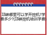 邛崃哪里可以学开挖机?学费多少?(邛崃挖机培训学费)