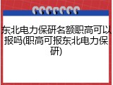 东北电力保研名额职高可以报吗(职高可报东北电力保研)