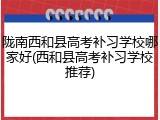 陇南西和县高考补习学校哪家好(西和县高考补习学校推荐)