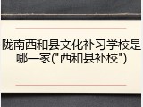 陇南西和县文化补习学校是哪一家("西和县补校")
