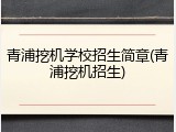 青浦挖机学校招生简章(青浦挖机招生)