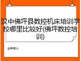 汉中佛坪县数控机床培训学校哪里比较好(佛坪数控培训)