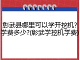 彰武县哪里可以学开挖机?学费多少?(彰武学挖机学费)