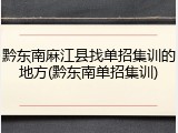 黔东南麻江县找单招集训的地方(黔东南单招集训)