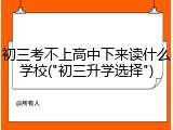 初三考不上高中下来读什么学校("初三升学选择")