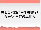 庆阳合水县高三生去哪个补习学校(合水高三补习)