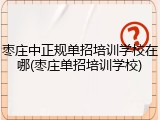 枣庄中正规单招培训学校在哪(枣庄单招培训学校)