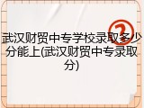 武汉财贸中专学校录取多少分能上(武汉财贸中专录取分)