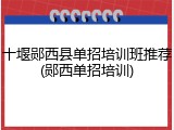 十堰郧西县单招培训班推荐(郧西单招培训)