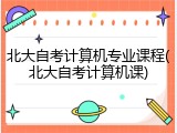 北大自考计算机专业课程(北大自考计算机课)