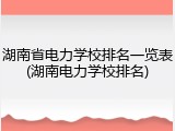 湖南省电力学校排名一览表(湖南电力学校排名)