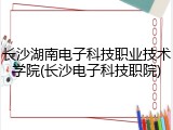 长沙湖南电子科技职业技术学院(长沙电子科技职院)