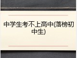 中学生考不上高中(落榜初中生)