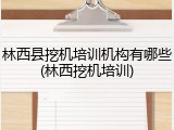 林西县挖机培训机构有哪些(林西挖机培训)