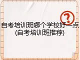 自考培训班哪个学校好一点(自考培训班推荐)