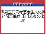酒泉玉门高考艺考生文化课补习班推荐(玉门艺考文化班)