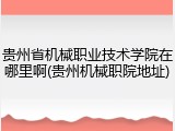 贵州省机械职业技术学院在哪里啊(贵州机械职院地址)