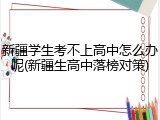 新疆学生考不上高中怎么办呢(新疆生高中落榜对策)