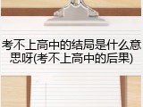 考不上高中的结局是什么意思呀(考不上高中的后果)