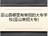 巫山县哪里有单招的大专学校(巫山单招大专)