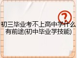 初三毕业考不上高中学什么有前途(初中毕业学技能)