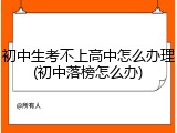 初中生考不上高中怎么办理(初中落榜怎么办)