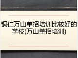 铜仁万山单招培训比较好的学校(万山单招培训)