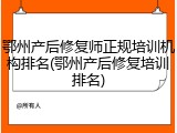 鄂州产后修复师正规培训机构排名(鄂州产后修复培训排名)