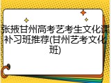 张掖甘州高考艺考生文化课补习班推荐(甘州艺考文化班)