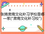 张掖肃南文化补习学校是哪一家("肃南文化补习校")