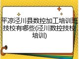 平凉泾川县数控加工培训班技校有哪些(泾川数控技校培训)
