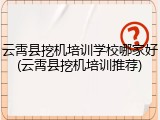 云霄县挖机培训学校哪家好(云霄县挖机培训推荐)