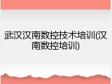 武汉汉南数控技术培训(汉南数控培训)