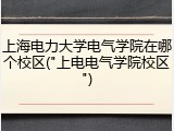 上海电力大学电气学院在哪个校区("上电电气学院校区")