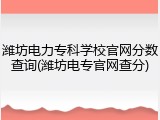 潍坊电力专科学校官网分数查询(潍坊电专官网查分)