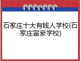 石家庄十大有钱人学校(石家庄富豪学校)