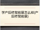 学产后修复前景怎么样(产后修复前景)