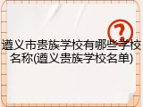 遵义市贵族学校有哪些学校名称(遵义贵族学校名单)
